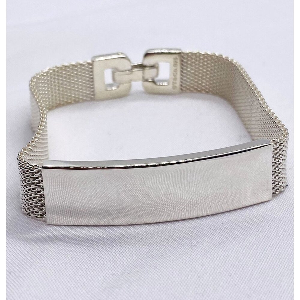 Tiffany & Co RARE Sterling Silver Somerset Mesh Weave ID Bracelet